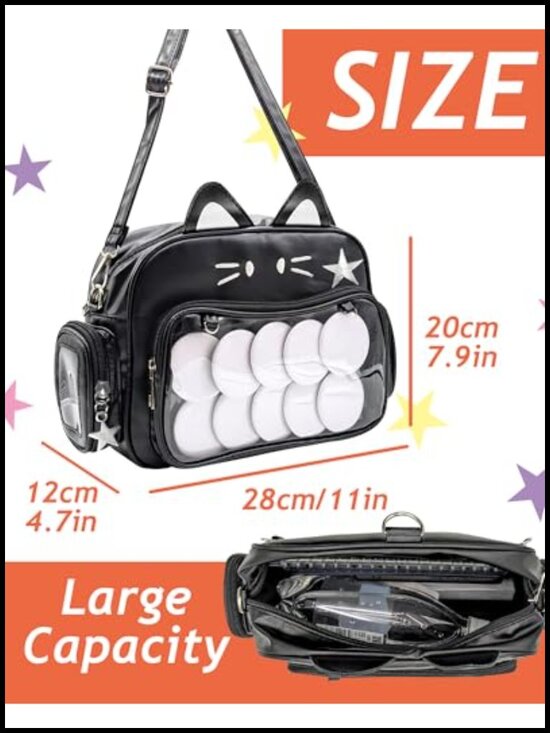 PU Leather Ita Bag Backpack Pin Display Crossbody Bag with Insert main image 6